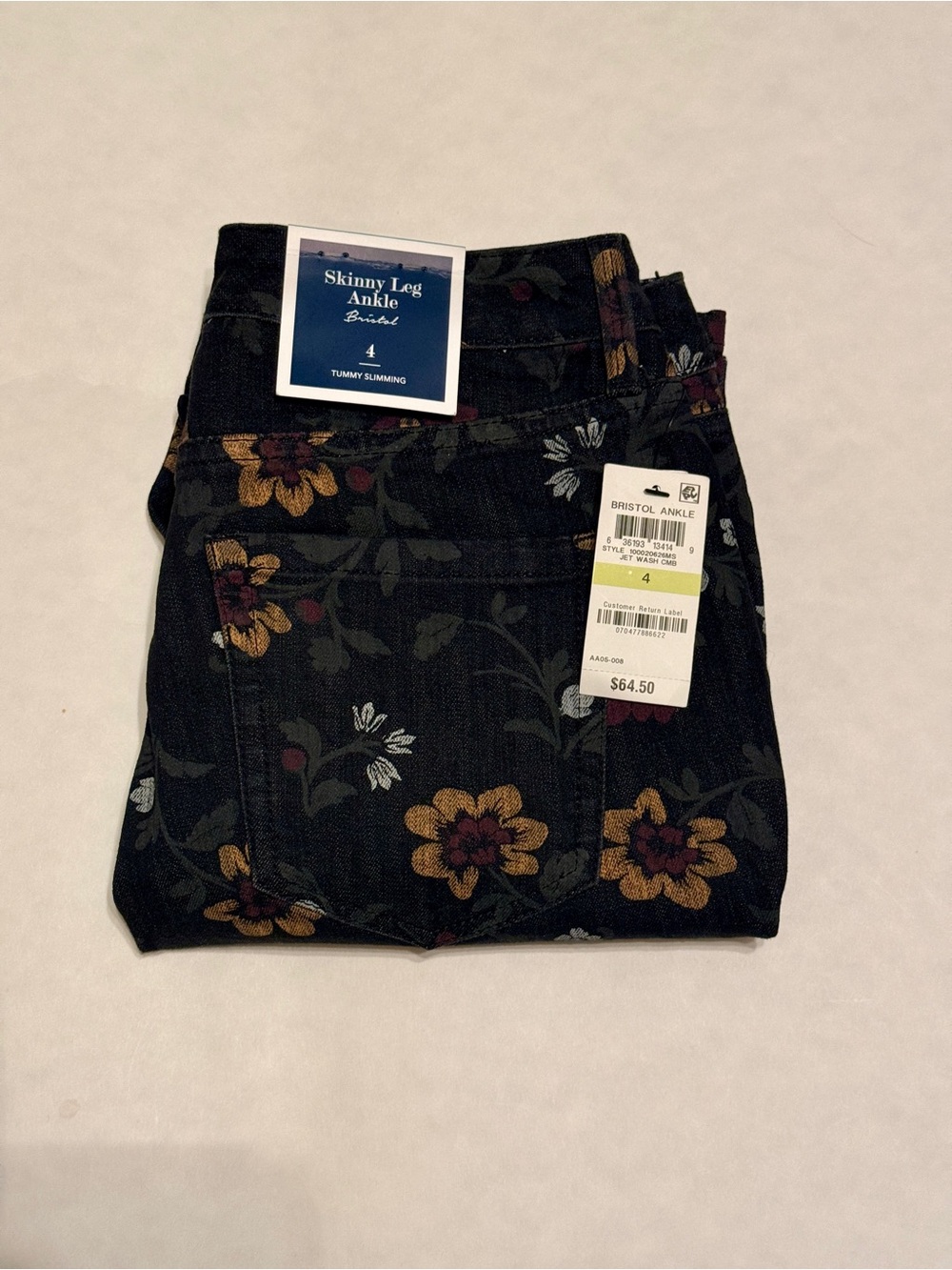 Charter Club Black Floral Skinny Ankle Jeans